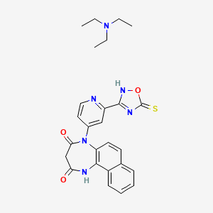molecular formula C26H28N6O3S B14752867 N,N-diethylethanamine;5-[2-(5-sulfanylidene-2H-1,2,4-oxadiazol-3-yl)pyridin-4-yl]-1H-benzo[g][1,5]benzodiazepine-2,4-dione 