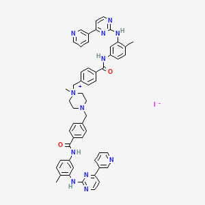 molecular formula C53H51IN12O2 B14752910 4-[[4-methyl-4-[[4-[[4-methyl-3-[(4-pyridin-3-ylpyrimidin-2-yl)amino]phenyl]carbamoyl]phenyl]methyl]piperazin-4-ium-1-yl]methyl]-N-[4-methyl-3-[(4-pyridin-3-ylpyrimidin-2-yl)amino]phenyl]benzamide;iodide CAS No. 1821122-74-0