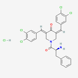 molecular formula C28H23Cl5N2O2 B14753072 (3Z,5E)-1-[(2S)-2-amino-3-phenylpropanoyl]-3,5-bis[(3,4-dichlorophenyl)methylidene]piperidin-4-one;hydrochloride 