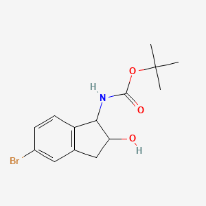 molecular formula C14H18BrNO3 B14753357 tert-butyl N-(5-bromo-2-hydroxy-2,3-dihydro-1H-inden-1-yl)carbamate 