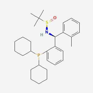 molecular formula C30H44NOPS B14753470 [S(R)]-N-[(S)-(2-Methylphenyl)[2-(dicyclohexylphosphino)phenyl]methyl]-2-methyl-2-propanesulfinamide 
