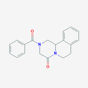 molecular formula C19H18N2O2 B147535 2-Benzoyl-2,3,6,7-tetrahydro-1H-pyrazino[2,1-a]isoquinolin-4(11bH)-one CAS No. 54761-87-4
