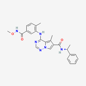 molecular formula C25H26N6O3 B14753564 Pyrrolo[2,1-f][1,2,4]triazine-6-carboxamide, 4-[[5-[(methoxyamino)carbonyl]-2-methylphenyl]amino]-5-methyl-N-[(1R)-1-phenylethyl]- 