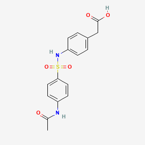 molecular formula C16H16N2O5S B14753683 [4-({[4-(Acetylamino)phenyl]sulfonyl}amino)phenyl]acetic acid 
