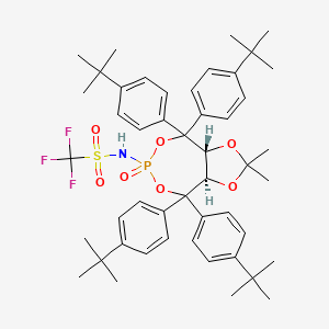 molecular formula C48H61F3NO7PS B14753905 1,1,1-Trifluoro-N-(3aR,8aR)-4,4,8,8-tetrakis(4-(tert-butyl)phenyl)-6-hydroxy-2,2-dimethyltetrahydro-6-oxide-[1,3]dioxolo[4,5-e][1,3,2]dioxaphosphepine-6-yl)methanesulfonamide 