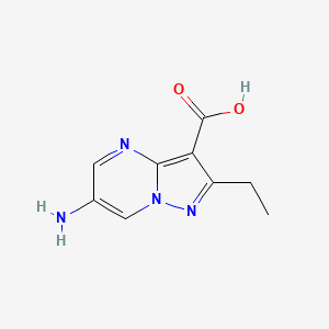 molecular formula C9H10N4O2 B1475392 6-Amino-2-ethylpyrazolo[1,5-a]pyrimidine-3-carboxylic acid CAS No. 1888790-39-3