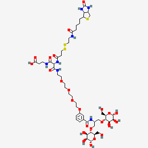 molecular formula C51H81N7O24S3 B14753943 2-[(2-Biotinylamidoethyl)dithiopropionylamino]-N-11-[4-benzoyl-1,3-bis-(D-manos-4-yloxy)-2-propylamino-3,6,9,12-tetraoxododecanyl]-N'-(2-hydroxylcarbonylethylamino)malonic Acid Diamide 