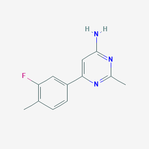 molecular formula C12H12FN3 B1475396 6-(3-氟-4-甲基苯基)-2-甲基嘧啶-4-胺 CAS No. 1552257-11-0