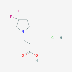 molecular formula C7H12ClF2NO2 B1475402 3-(3,3-二氟吡咯烷-1-基)-丙酸盐酸盐 CAS No. 1892495-12-3