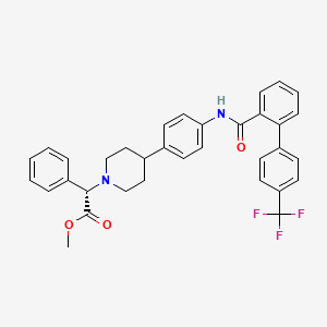 molecular formula C34H31F3N2O3 B14754082 methyl (2S)-2-phenyl-2-[4-[4-[[2-[4-(trifluoromethyl)phenyl]benzoyl]amino]phenyl]piperidin-1-yl]acetate 
