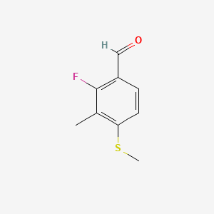 molecular formula C9H9FOS B14754313 2-Fluoro-3-methyl-4-(methylthio)benzaldehyde 