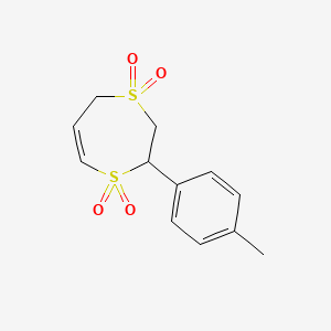 molecular formula C12H14O4S2 B14754359 2,3-Dihydro-2-(4-methylphenyl)-1,4-dithiepine-1,1,4,4-tetroxide 