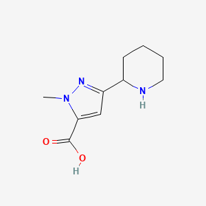 molecular formula C10H15N3O2 B1475455 1-methyl-3-(piperidin-2-yl)-1H-pyrazole-5-carboxylic acid CAS No. 1888762-89-7