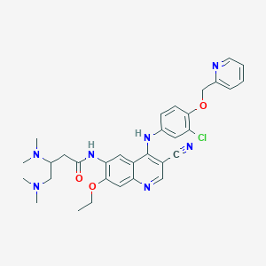 molecular formula C32H36ClN7O3 B14754691 N-(4-((3-Chloro-4-(pyridin-2-ylmethoxy)phenyl)amino)-3-cyano-7-ethoxyquinolin-6-yl)-3,4-bis(dimethylamino)butanamide 