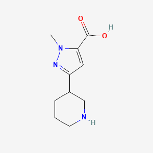 molecular formula C10H15N3O2 B1475475 1-methyl-3-(piperidin-3-yl)-1H-pyrazole-5-carboxylic acid CAS No. 1890342-66-1