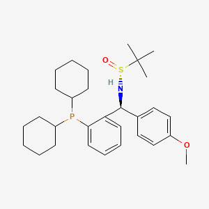 molecular formula C30H44NO2PS B14755020 [S(R)]-N-[(S)-(4-Methoxyphenyl)[2-(dicyclohexylphosphino)phenyl]methyl]-2-methyl-2-propanesulfinamide 