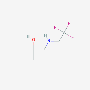 molecular formula C7H12F3NO B1475550 1-{[(2,2,2-Trifluoroethyl)amino]methyl}cyclobutan-1-ol CAS No. 1597205-02-1