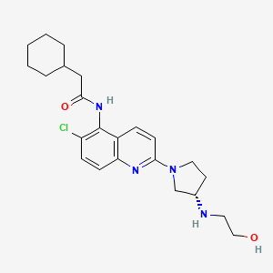 molecular formula C23H31ClN4O2 B14755547 N-[6-Chloro-2-[(3S)-3-[(2-hydroxyethyl)amino]-1-pyrrolidinyl]-5-quinolinyl]-cyclohexaneacetamide 