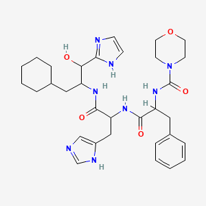 molecular formula C32H44N8O5 B14755792 N-[1-[[1-[[3-cyclohexyl-1-hydroxy-1-(1H-imidazol-2-yl)propan-2-yl]amino]-3-(1H-imidazol-5-yl)-1-oxopropan-2-yl]amino]-1-oxo-3-phenylpropan-2-yl]morpholine-4-carboxamide 