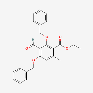 molecular formula C25H24O5 B14756199 Ethyl 2,4-dibenzyloxy-3-formyl-6-methylbenzoate 