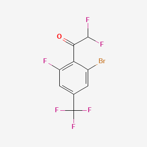 molecular formula C9H3BrF6O B14756322 1-(2-Bromo-6-fluoro-4-(trifluoromethyl)phenyl)-2,2-difluoroethanone 