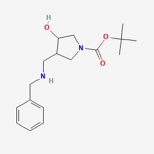 molecular formula C17H26N2O3 B1475650 tert-Butyl 3-[(benzylamino)methyl]-4-hydroxypyrrolidine-1-carboxylate CAS No. 1858255-37-4