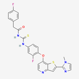 molecular formula C26H19F2N5O2S2 B14756514 Benzeneacetamide, 4-fluoro-N-[[[3-fluoro-4-[[2-(1-methyl-1H-imidazol-2-yl)thieno[3,2-b]pyridin-7-yl]oxy]phenyl]amino]thioxomethyl]- 
