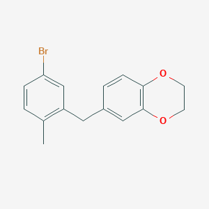 molecular formula C16H15BrO2 B1475660 6-(5-Bromo-2-methylbenzyl)-2,3-dihydrobenzo[1,4]dioxine CAS No. 1673515-05-3