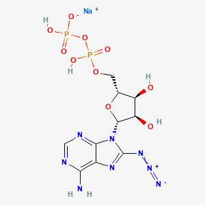 molecular formula C10H13N8NaO10P2 B14756799 sodium;[[(2R,3S,4R,5R)-5-(6-amino-8-azidopurin-9-yl)-3,4-dihydroxyoxolan-2-yl]methoxy-hydroxyphosphoryl] hydrogen phosphate 