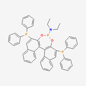 molecular formula C48H40NO2P3 B14756978 10,16-bis(diphenylphosphanyl)-N,N-diethyl-12,14-dioxa-13-phosphapentacyclo[13.8.0.02,11.03,8.018,23]tricosa-1(15),2(11),3,5,7,9,16,18,20,22-decaen-13-amine 