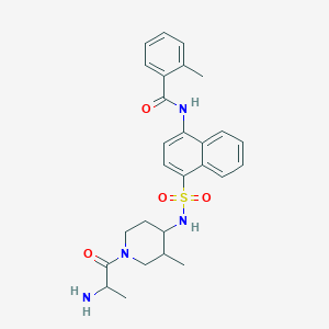 molecular formula C27H32N4O4S B14757120 N-[4-[[[(3R,4R)-1-[(2S)-2-Amino-1-oxopropyl]-3-methyl-4-piperidinyl]amino]sulfonyl]-1-naphthalenyl]-2-methyl-benzamide 