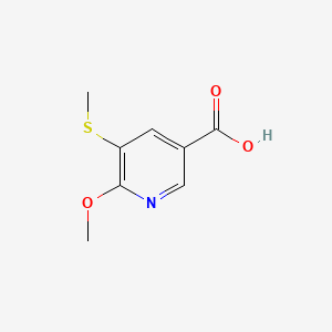 molecular formula C8H9NO3S B14757125 6-Methoxy-5-(methylthio)nicotinic acid 