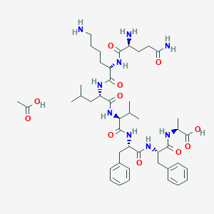 molecular formula C45H69N9O11 B14757329 acetic acid;(2S)-2-[[(2S)-2-[[(2S)-2-[[(2S)-2-[[(2S)-2-[[(2S)-6-amino-2-[[(2S)-2,5-diamino-5-oxopentanoyl]amino]hexanoyl]amino]-4-methylpentanoyl]amino]-3-methylbutanoyl]amino]-3-phenylpropanoyl]amino]-3-phenylpropanoyl]amino]propanoic acid 
