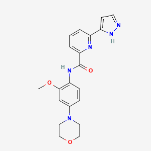 molecular formula C20H21N5O3 B14757439 N-[2-methoxy-4-(morpholin-4-yl)phenyl]-6-(1H-pyrazol-5-yl)pyridine-2-carboxamide 