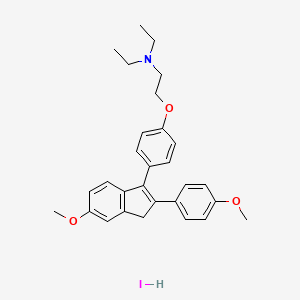 molecular formula C29H34INO3 B14757526 Triethylamine, 2-(p-(6-methoxy-2-(p-methoxyphenyl)-3-indenyl)phenoxy)-, hydriodide CAS No. 72-51-5