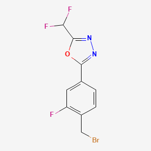 molecular formula C10H6BrF3N2O B14757690 2-[4-(Bromomethyl)-3-fluorophenyl]-5-(difluoromethyl)-1,3,4-oxadiazole 