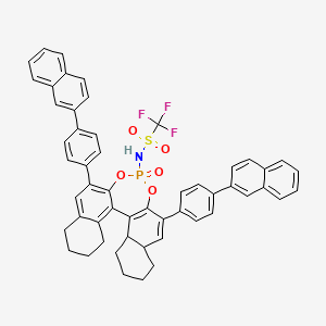 molecular formula C53H43F3NO5PS B14758148 N-[10,16-bis(4-naphthalen-2-ylphenyl)-13-oxo-12,14-dioxa-13λ5-phosphapentacyclo[13.8.0.02,11.03,8.018,23]tricosa-1(15),2,8,10,16-pentaen-13-yl]-1,1,1-trifluoromethanesulfonamide 