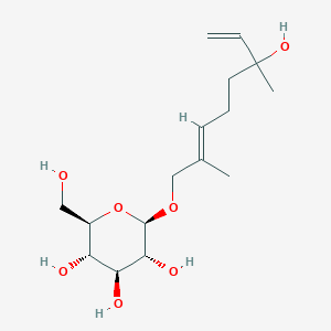 molecular formula C16H28O7 B14758846 (2R,3R,4S,5S,6R)-2-[(2E)-6-hydroxy-2,6-dimethylocta-2,7-dienoxy]-6-(hydroxymethyl)oxane-3,4,5-triol 
