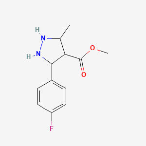 molecular formula C12H15FN2O2 B14758939 Methyl 3-(4-fluorophenyl)-5-methylpyrazolidine-4-carboxylate CAS No. 76932-77-9