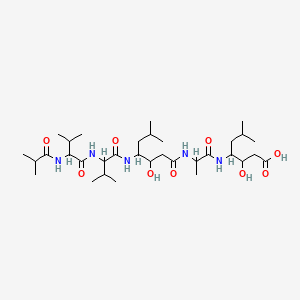 molecular formula C33H61N5O9 B14759313 isobutyryl-DL-Val-DL-Val-Sta(3xi,4xi)-DL-Ala-Sta(3xi,4xi)-OH 