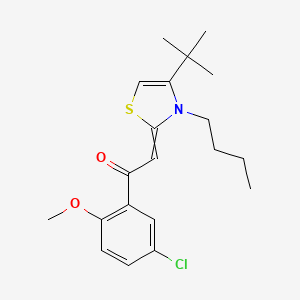 molecular formula C20H26ClNO2S B14759491 Ethanone, 2-[3-butyl-4-(1,1-dimethylethyl)-2(3H)-thiazolylidene]-1-(5-chloro-2-methoxyphenyl)-, (2Z)- 