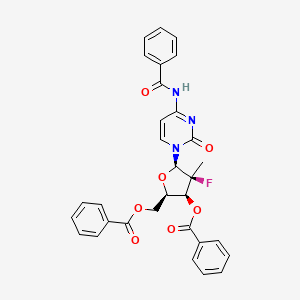 molecular formula C31H26FN3O7 B14759877 (2R,3S,4S,5R)-5-(4-Benzamido-2-oxopyrimidin-1(2H)-yl)-2-((benzoyloxy)methyl)-4-fluoro-4-methyltetrahydrofuran-3-yl benzoate 