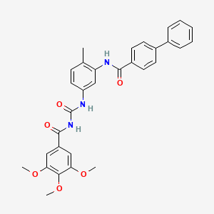 molecular formula C31H29N3O6 B14759885 N-(2-Methyl-5-(3-(3,4,5-trimethoxybenzoyl)ureido)phenyl)-[1,1'-biphenyl]-4-carboxamide 