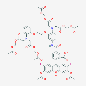 molecular formula C59H53F2N3O26 B14760194 N-[2-[(Acetyloxy)methoxy]-2-oxoethyl]-N-[4-[[[3',6'-bis(acetyloxy)-2',7'-difluoro-3-oxospiro[isobenzofuran-1(3H),9'-[9H]xanthen]-5-yl]carbonyl]amino]-2-[2-[2-[bis[2-[(acetyloxy)methoxy]-2-oxoethyl]amino]phenoxy]ethoxy]phenyl]glycine (acetyloxy)methyl ester 