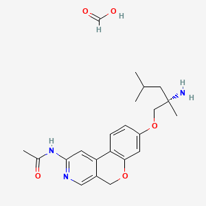 molecular formula C22H29N3O5 B14760460 N-[8-[(2S)-2-amino-2,4-dimethylpentoxy]-5H-chromeno[3,4-c]pyridin-2-yl]acetamide;formic acid 