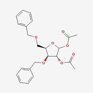 molecular formula C23H26O7 B14761079 [(3R,4S,5R)-2-acetyloxy-4-phenylmethoxy-5-(phenylmethoxymethyl)oxolan-3-yl] acetate 
