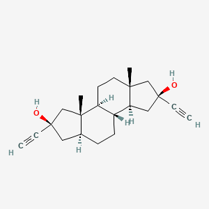 molecular formula C22H30O2 B14761109 Dicyclopenta(a,f)naphthalene-2-beta,7-beta-diol, hexadecahydro-2-alpha,7-alpha-diethynyl-8a,10a-dimethyl- CAS No. 52-74-4