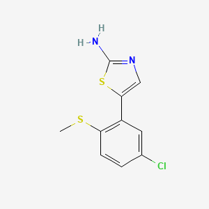 molecular formula C10H9ClN2S2 B14761236 5-(5-Chloro-2-(methylthio)phenyl)thiazol-2-amine 
