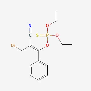 molecular formula C14H17BrNO3PS B14761287 O-(3-bromo-2-cyano-1-phenylprop-1-en-1-yl) O,O-diethyl phosphorothioate 