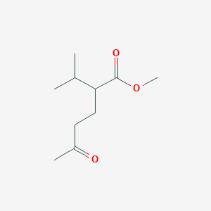 molecular formula C10H18O3 B14761612 Hexanoic acid, 2-(1-methylethyl)-5-oxo-, methyl ester CAS No. 1842-56-4